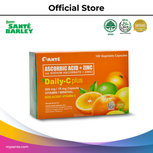 Santé Daily-C Plus (Ascorbic Acid as Sodium Ascorbate + Zinc) 500mg/10mg x 100 Capsules